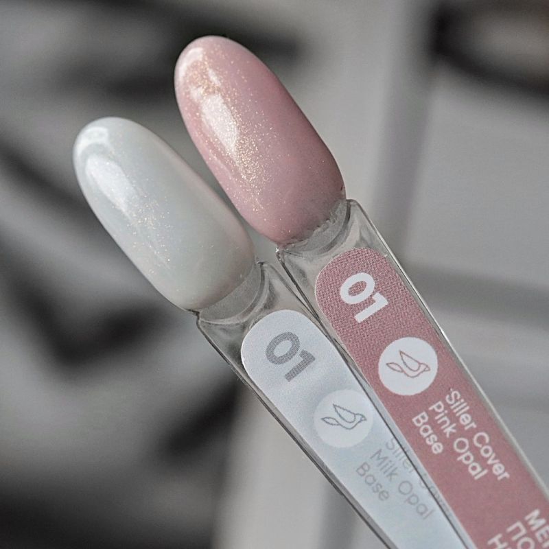 Siller Nail Base Cover Opal Milk (milky with micro glitter), 8 ml