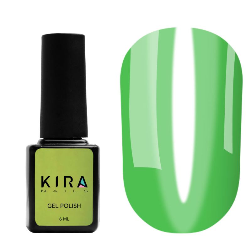 Kira Nails Vitrage gel varnish No. V04 (green lime, stained glass), 6 ml