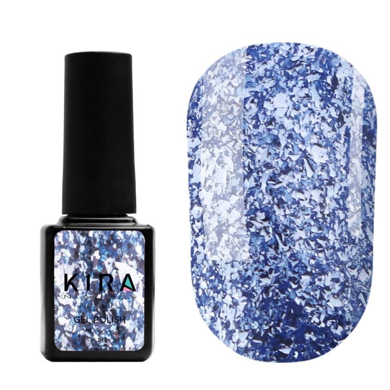 Kira Nails Shine Bright gel-varnish No. 010 (blue with sparkles), 6 ml