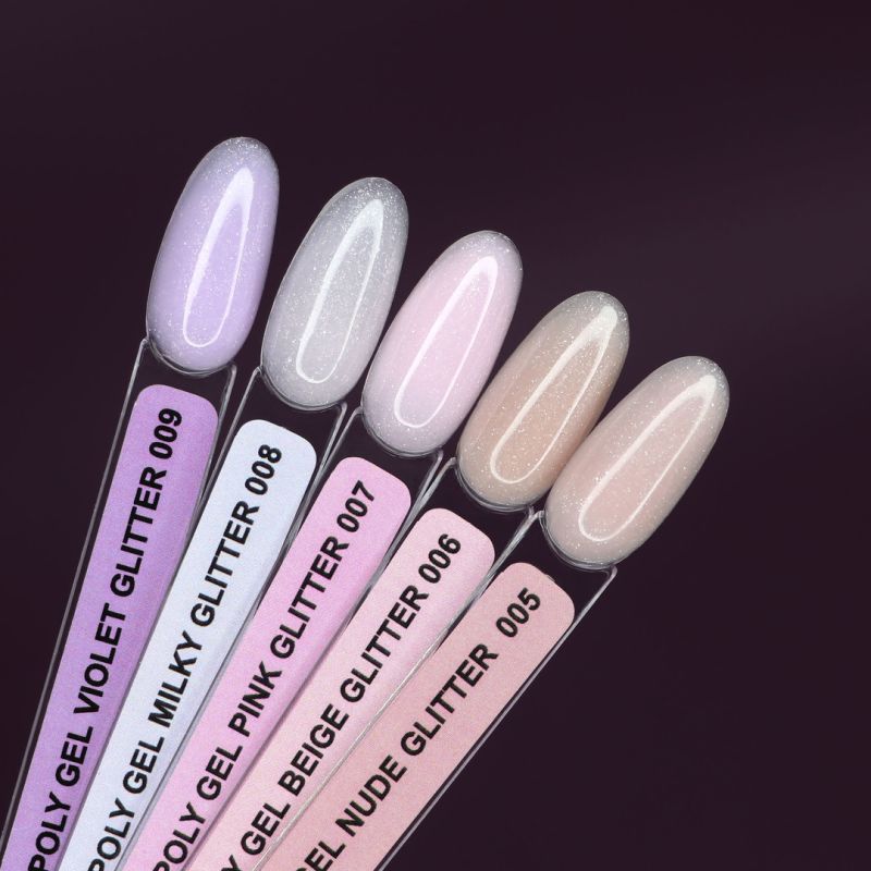 Komilfo PolyGel 009 Violet Glitter, 15 мл (з шиммером)