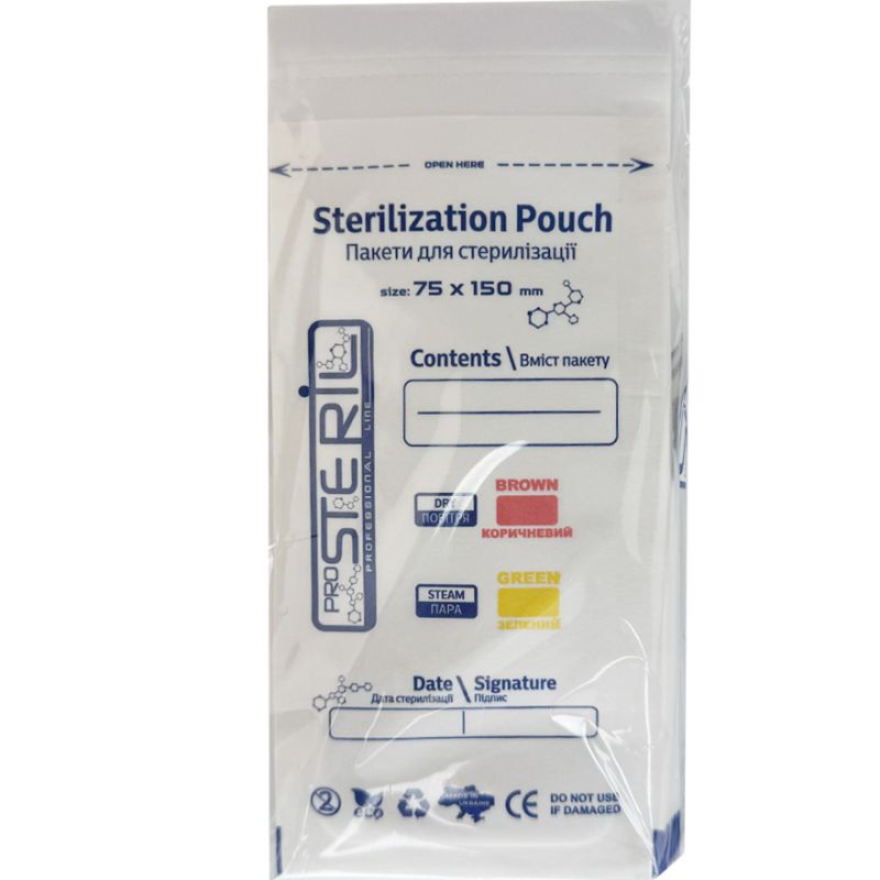 ProSteril Kraft bags for air and steam sterilization, white 75x150 mm, 100 pcs / pack