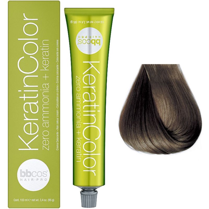 УЦЕНКА до 08.2026 Bbcos Keratin Color крем-краска для волос 7/01 блондин натуральный пепельный, 100 мл
