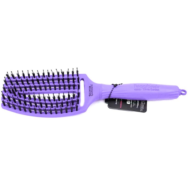 Olivia Garden Щетка массажная с натуральной щетиной Finger Brush Combo Medium Tropical Lavander