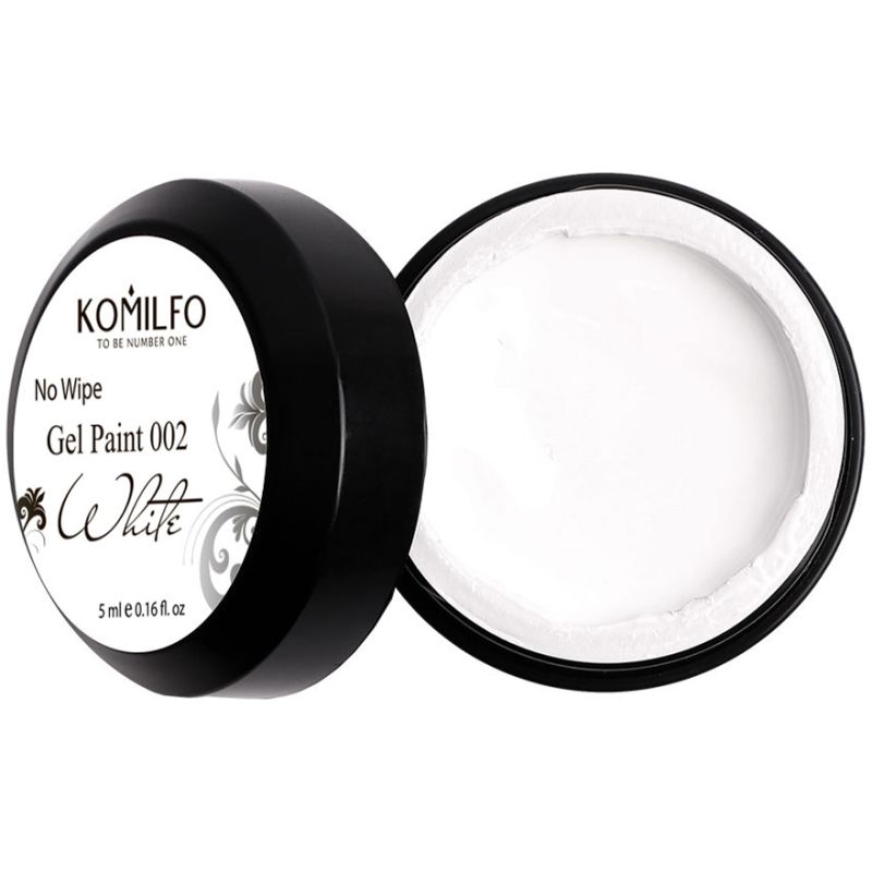 Гель-краска БЕЗ липкого слоя Komilfo No Wipe Gel Paint White 002 (белая), 5 мл