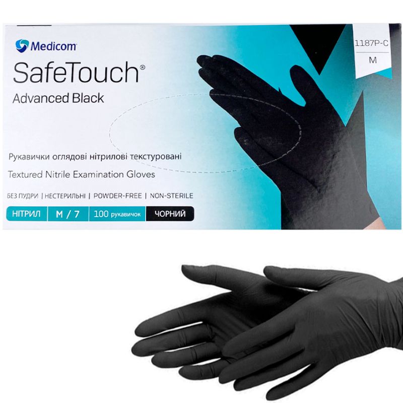 Medicom Nitrile gloves Black (M) 1187P 100 pcs/pack (50 pairs), density 3.5 g