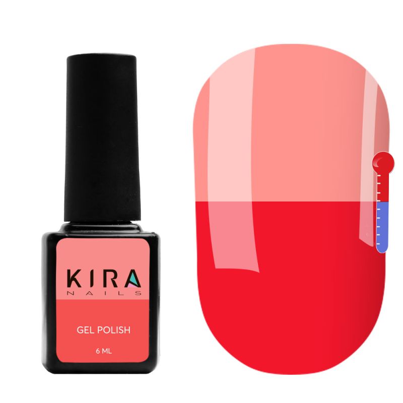 Thermo gel polish Kira Nails No. T09 (raspberry, when heated, pale pink), 6 ml