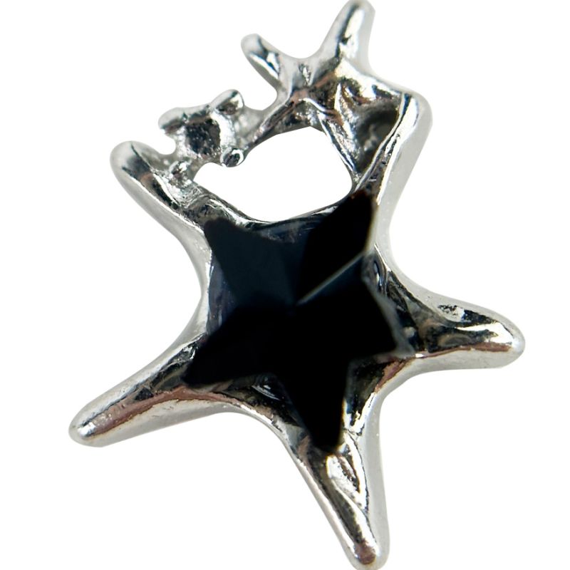 Metallic nail decor Five-pointed star, Black, 10 x 12 mm