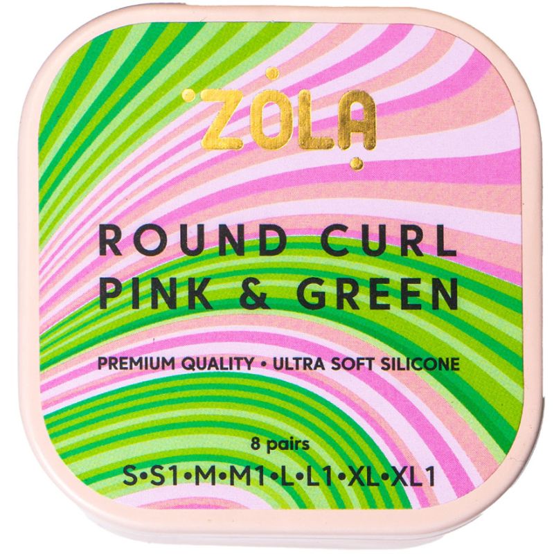 ZOLA Round curl pink & green Валики для ламинирования ресниц для комбинированного эффекта лифтинг + завиток