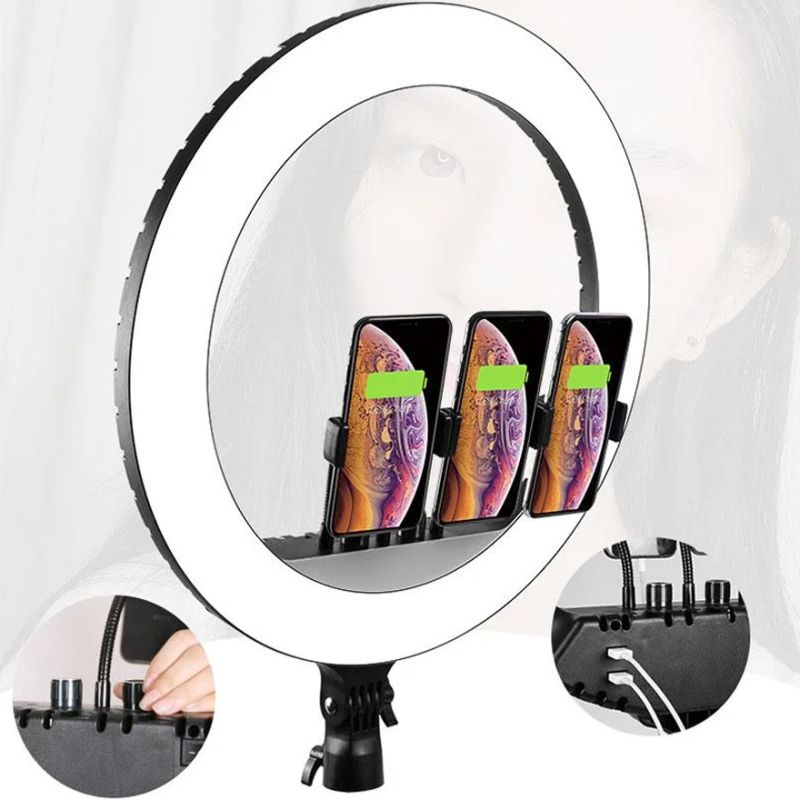 Soft Ring Light RL-21" - Professional ring lamp (3 mounts + remote control + tripod + bag) ring diameter 54 cm (1 month warranty)