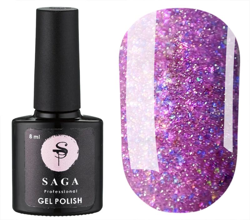 SAGA professional Gel polish Fiery gel 17 (light lilac with microshine, reflective), 8 ml