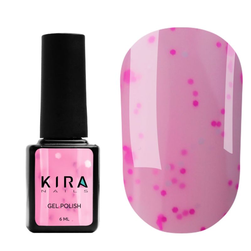 Kira Nails Yoghurt Boom! No. 009 (strawberry with cream and neon glitter, yoghurt), 6 ml