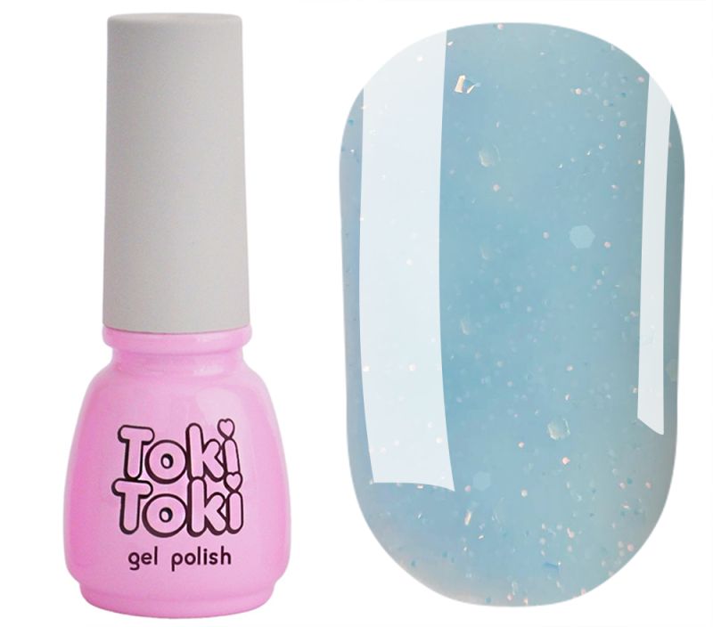 Toki Toki Gel nail polish Fairytale FT07 (blue with flakes and glitter), 5 ml