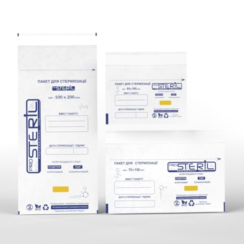 ProSteril Kraft bags for air and steam sterilization, white 60x100 mm, 100 pcs / pack