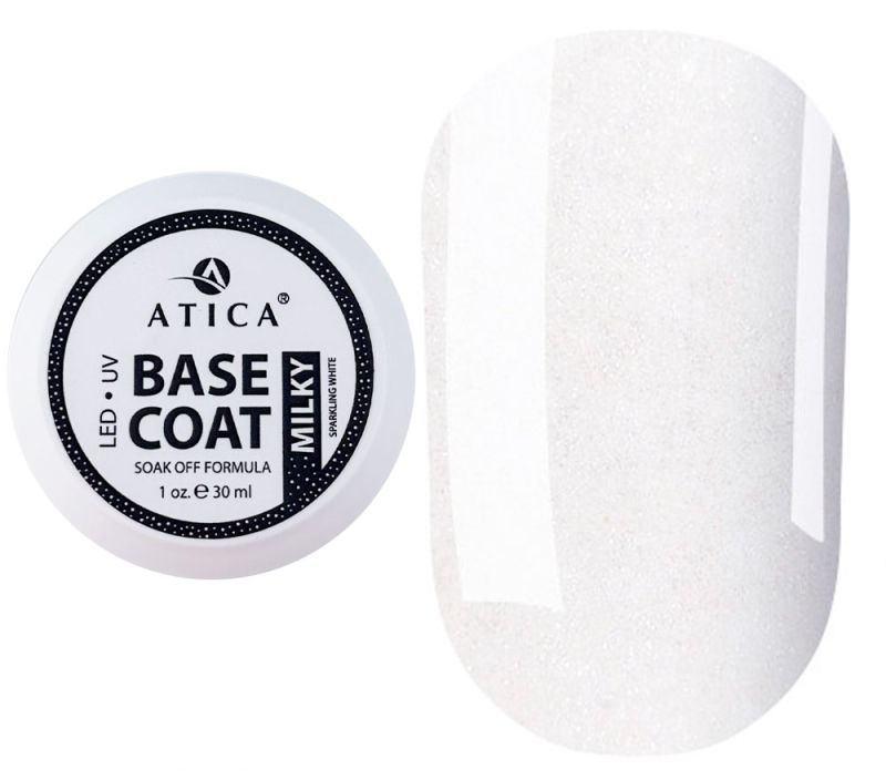 Atica Nail base Base Gel Milky Sparkling White, 30 ml