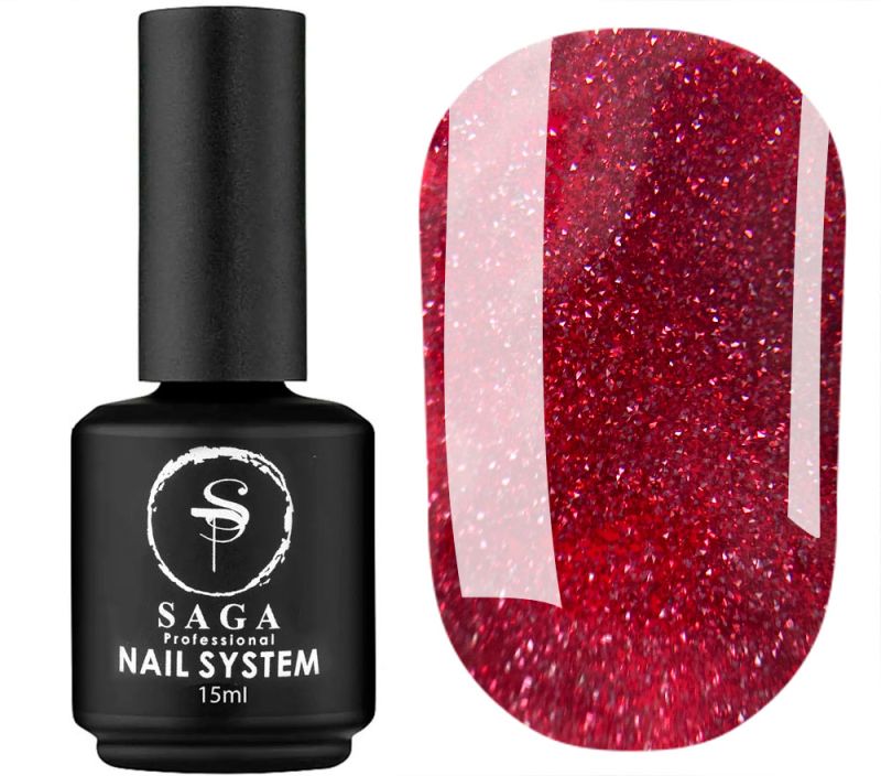 SAGA professional Gel Polish Fiery gel 3 (red with microgloss, reflective), 15 ml