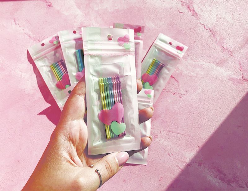 Multicolored invisible pins # 7, 5.5 cm wavy (10pcs)