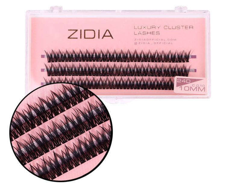 ZIDIA Cluster lashes Ресницы-пучки fish tail 24D C 0,10 (3 ленты, размер 10 мм)