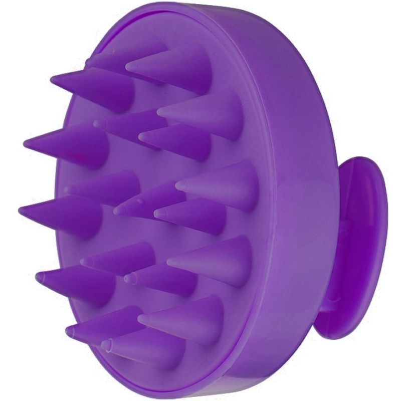 Shampooing massage brush, purple and blue