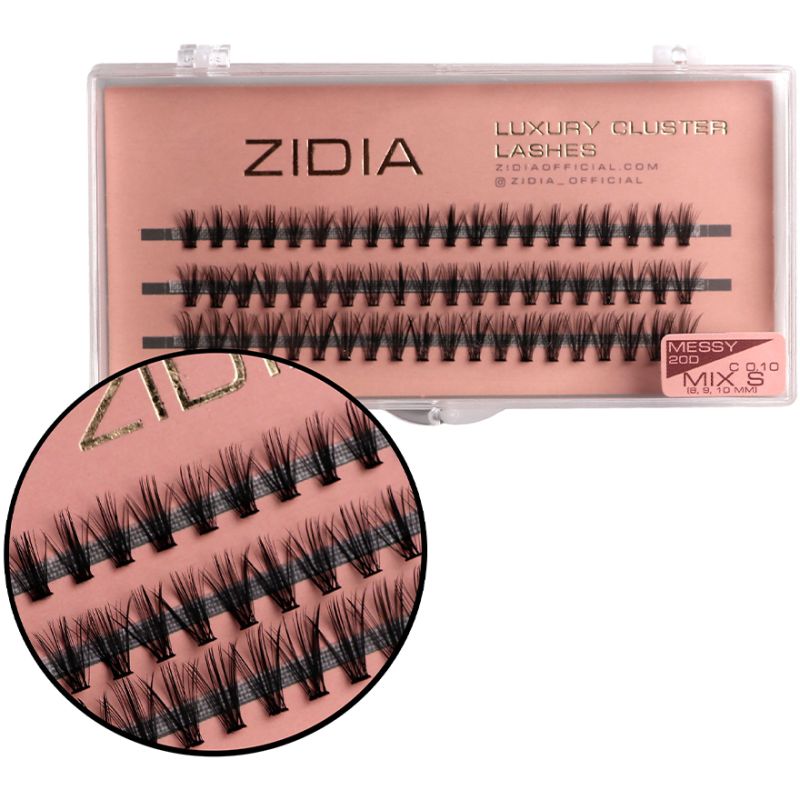 ZIDIA Cluster lashes Ресницы-пучки 20D MESSY C 0,10 MIX S (3 ленты, размер 8, 9, 10 mm)