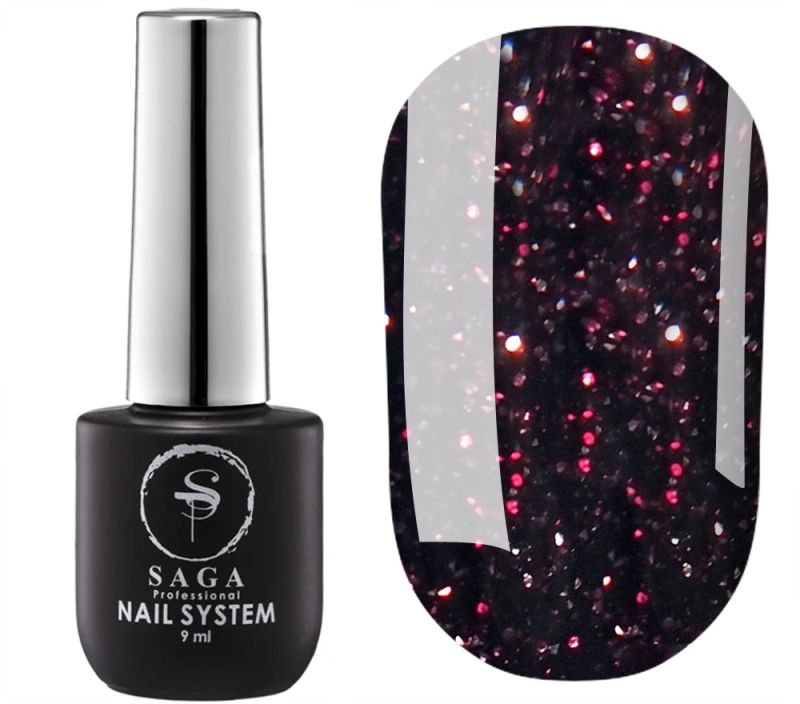 SAGA professional Гель-лак Fiery gel 24 (бордовый с микроблеском, светоотражающий), 9 мл