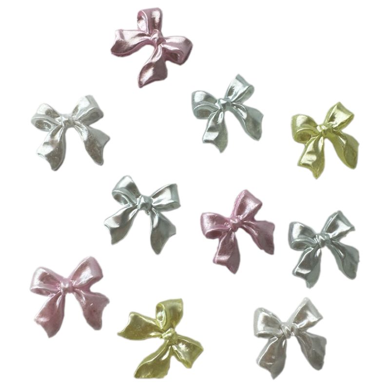 Декор для нігтів Silk Bows, кольоровий мікс, 10 x 10 мм, 10 шт в уп