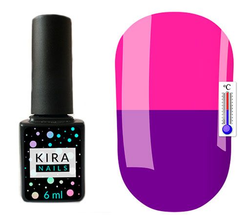 Thermo Kira Nails gel varnish No. T22 (blue-violet, dark pink when heated), 6 ml