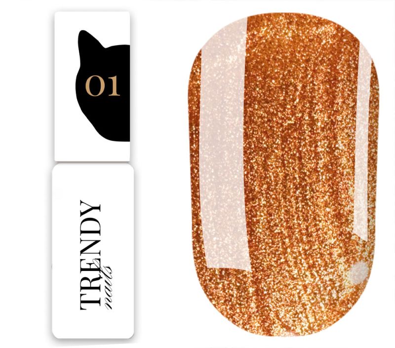 Trendy Nails Гель-лак Gel polish «Сat’s Eye» Gold Color №1 HEMA/TPO free, 8 мл