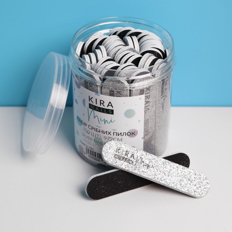 Kira Nails Set of silver nail files 9 x 2 cm, 120 grit, 50 pcs.