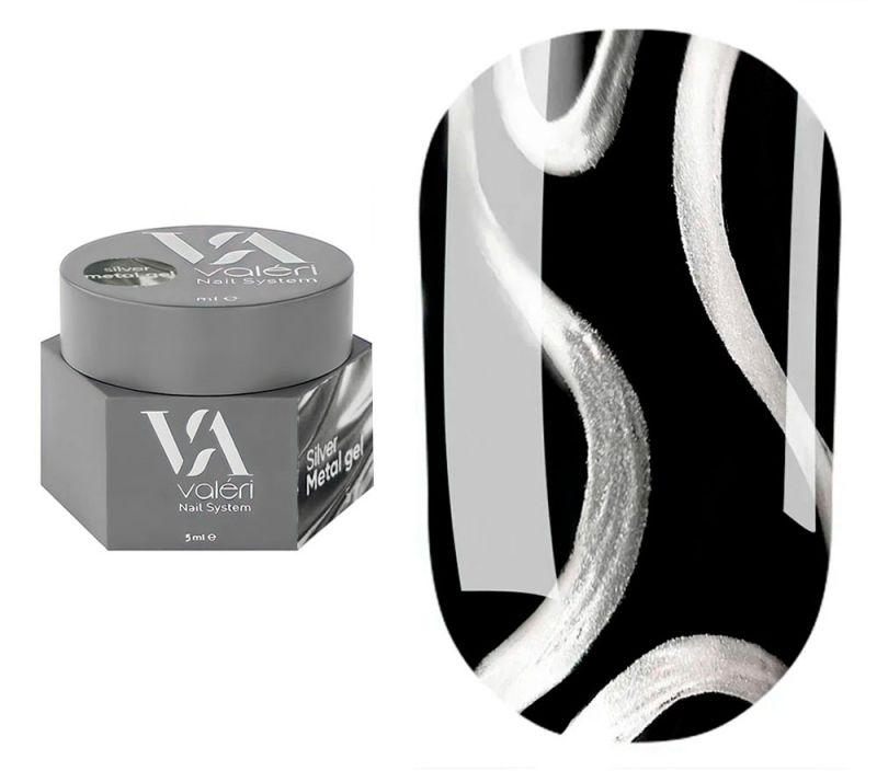 Valeri Гель-краска для ногтей Silver Metal Gel, 5 мл
