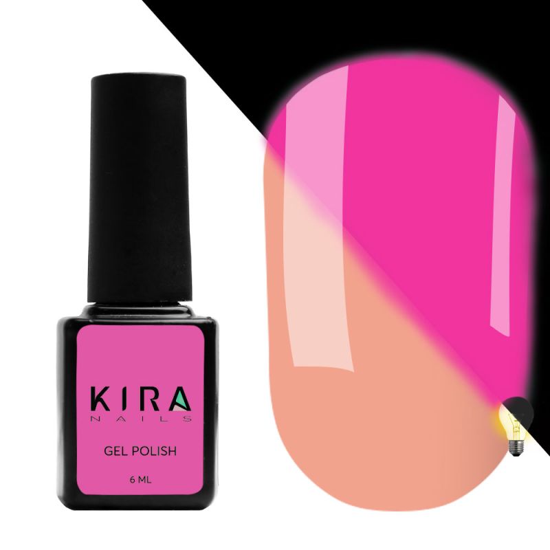 Гель-лак Kira Nails FLUO 005 (розовый, флуоресцентный), 6 мл