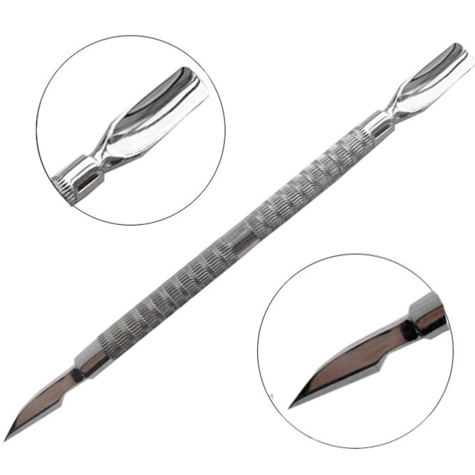 OSTRO double-sided manicure scapula, standard (hatchet-scapula)