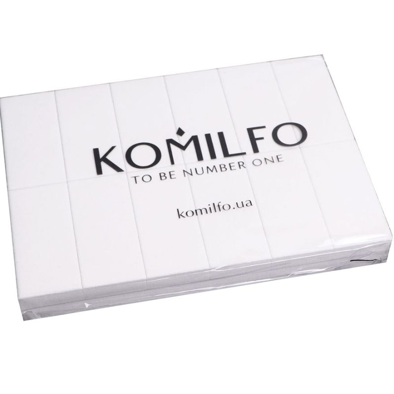 Набор шлифовщиков 76*34*12 мм белый 120/120 для ногтей Komilfo (24 шт. в пачке)