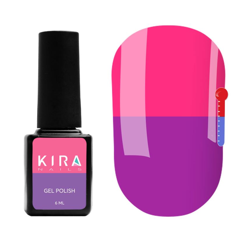 Thermo gel polish Kira Nails No. T21 (light purple, pink when heated), 6 ml