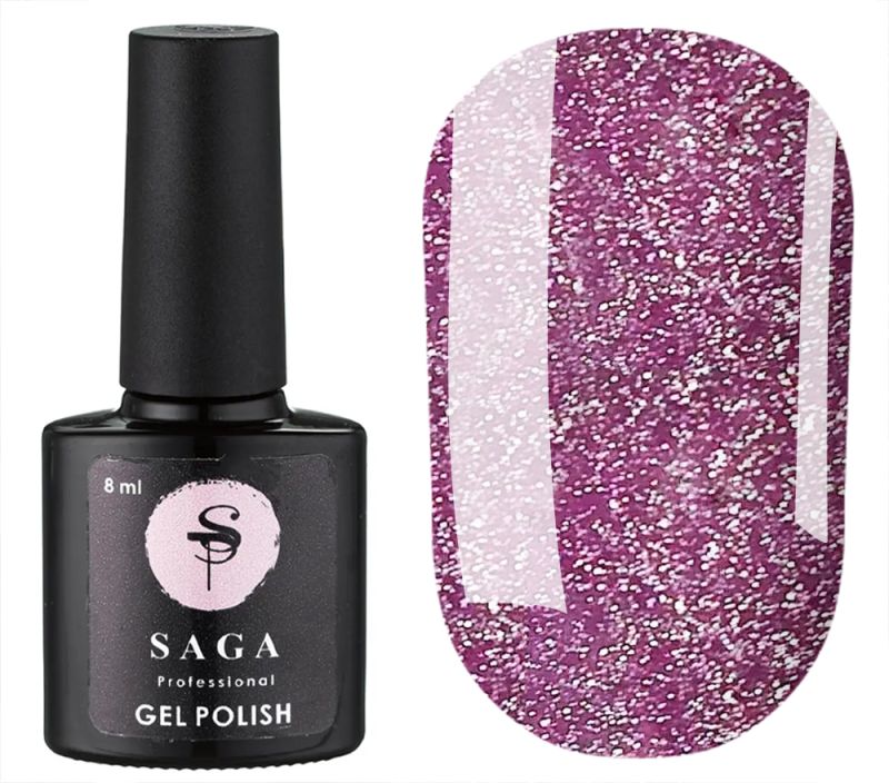 SAGA professional Гель-лак Fiery gel 10 (розовый с микроблеском, светоотражающий), 8 мл