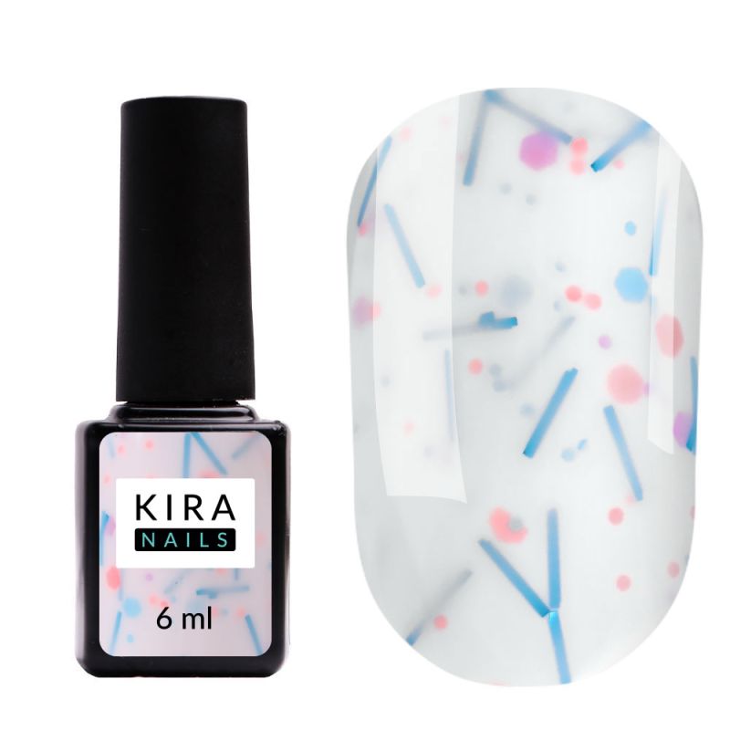 Kira Nails Lollypop Base №001 (молочный с разноцветными хлопьями), 6 мл