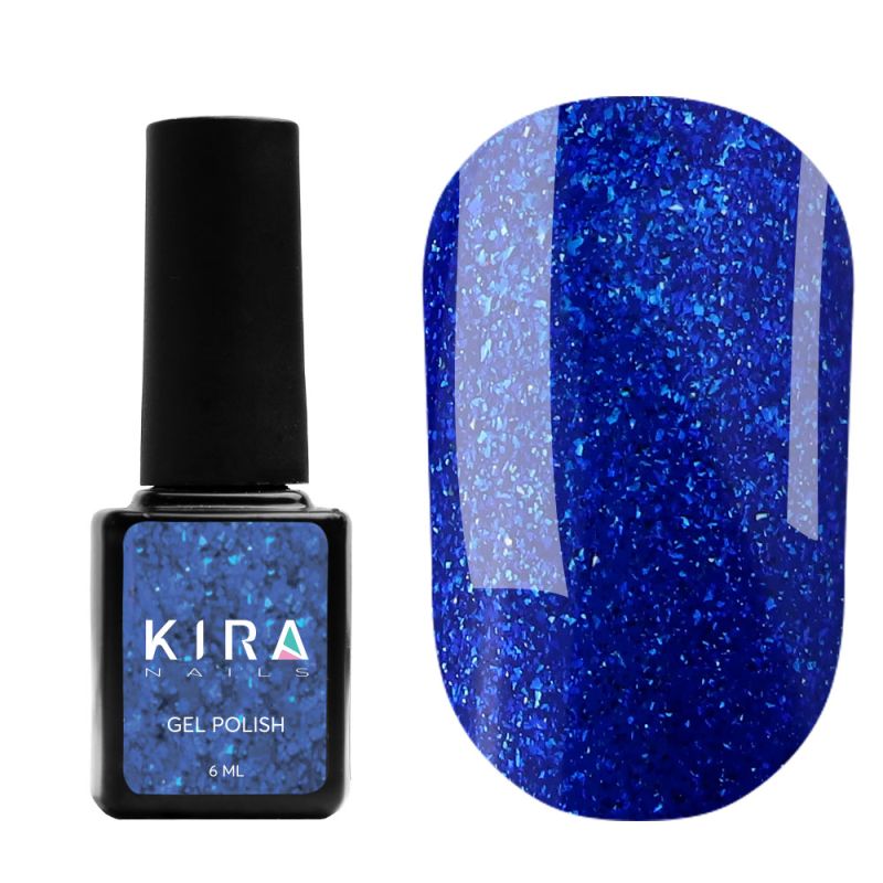 Гель-лак Kira Nails 24 Karat №010 (синий с блестками), 6 мл