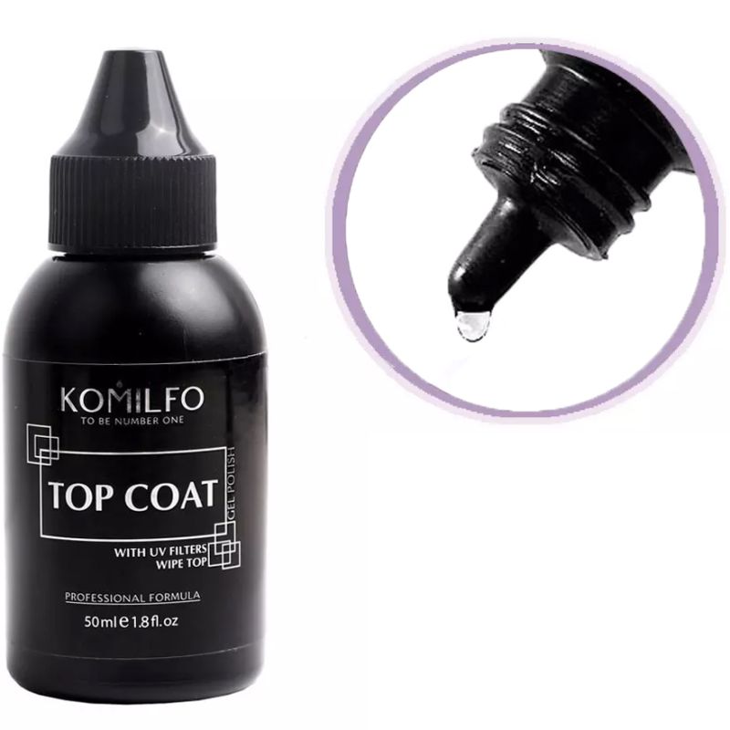 NEW Komilfo Wipe Top - top for gel polish with a sticky layer, 50 ml (without brush)