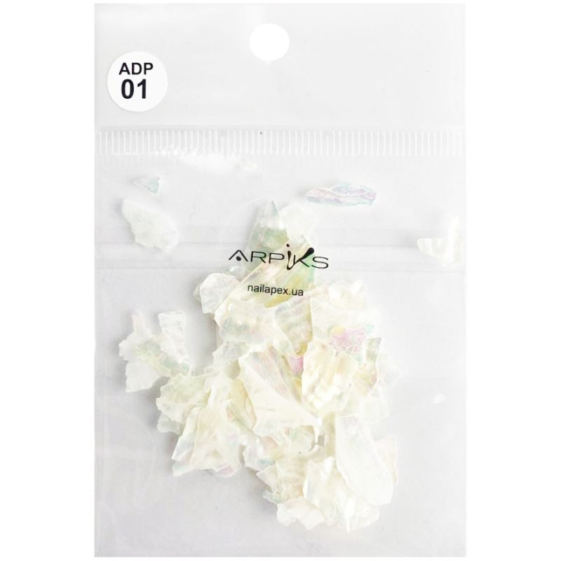 NailApex Mother of pearl for nail design, white hologram natural (ADP01)