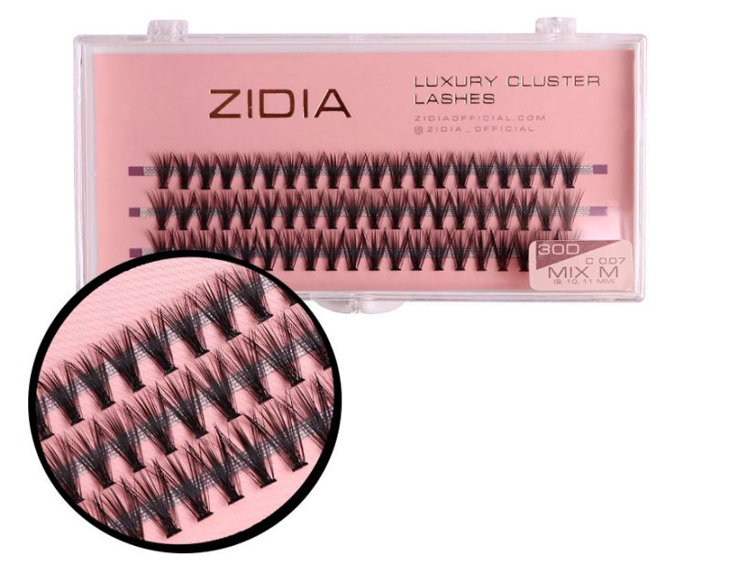 ZIDIA Cluster lashes Ресницы-пучки 30D C 0,07 MIX M (3 ленты, размер 9, 10, 11 мм)