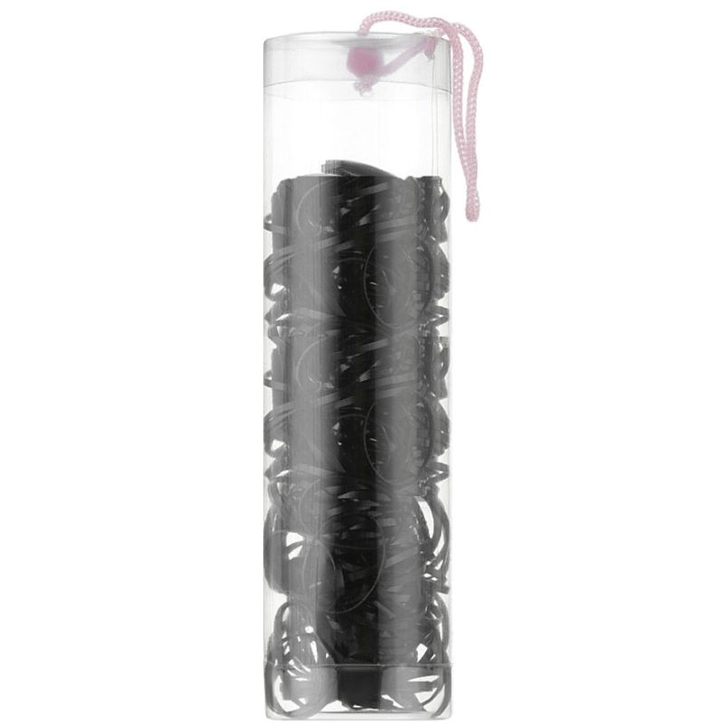 Silicone rubber bands for hair, black 1.5 cm, 200 pcs in a tube