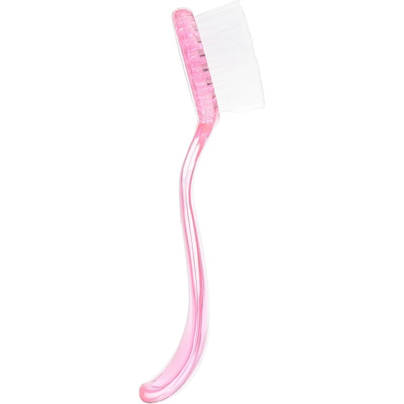 Dust brush, for nails, with handle, round, pink