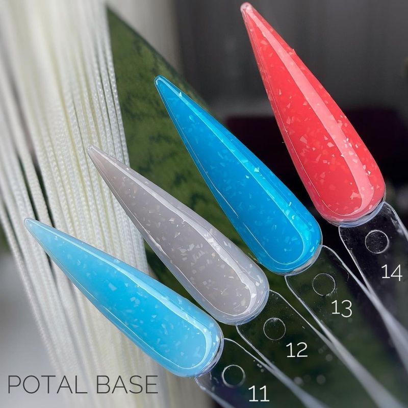 Grade Base for nails Potal base 11 (azure with flakes), 15 ml