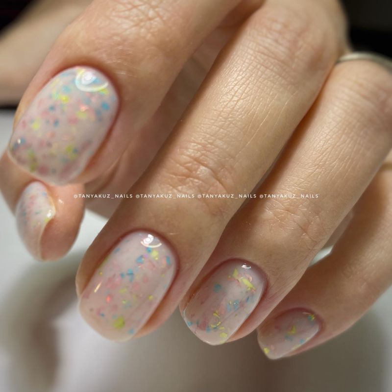 NailApex French Base FRB14 camouflage base (milky with multi-colored leaf), 15 ml