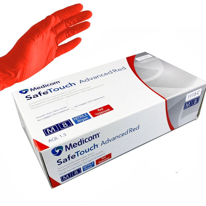 Medicom Рукавички нітрилові Red (М) 1113 C 100шт/уп (50 пар), щільність 4 г