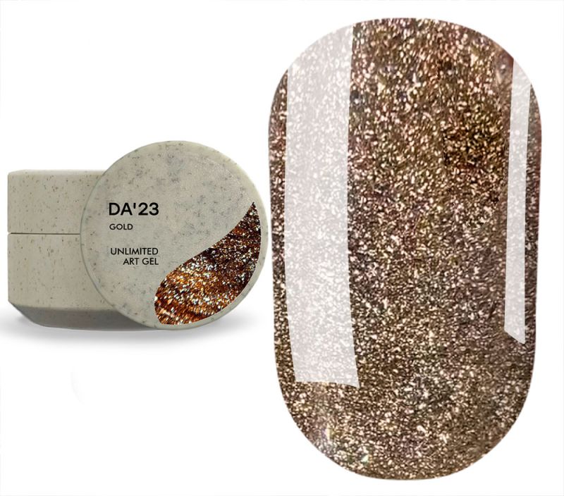 DA_23 Гель для нігтів Unlimited art gel Gold, 5 мл