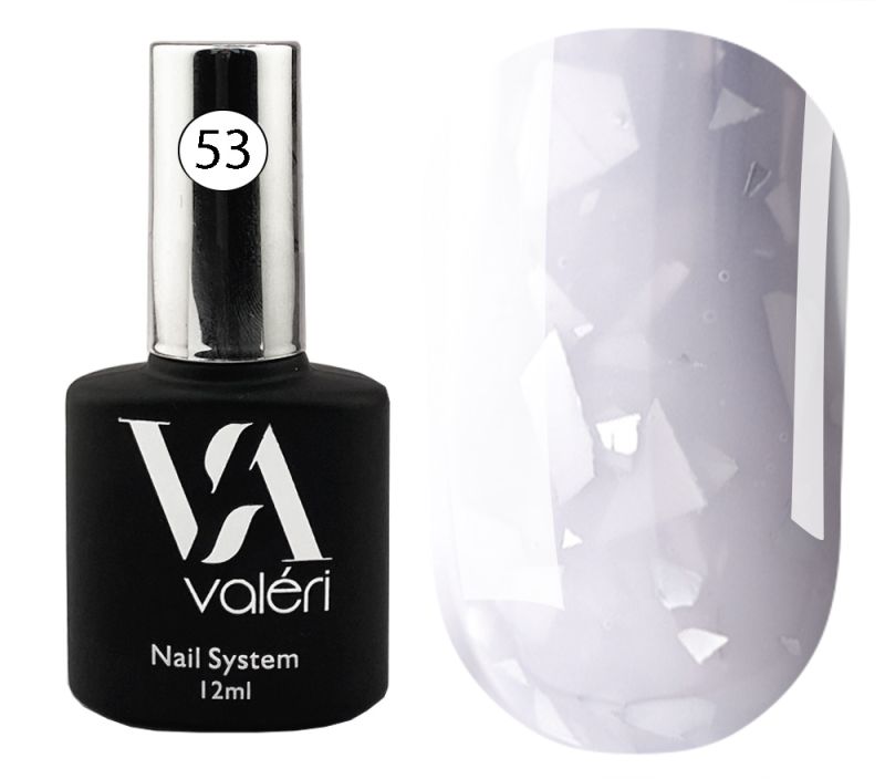 Valeri Nail Base Potal Base 053 (milky lilac with silver leaf), 12 ml