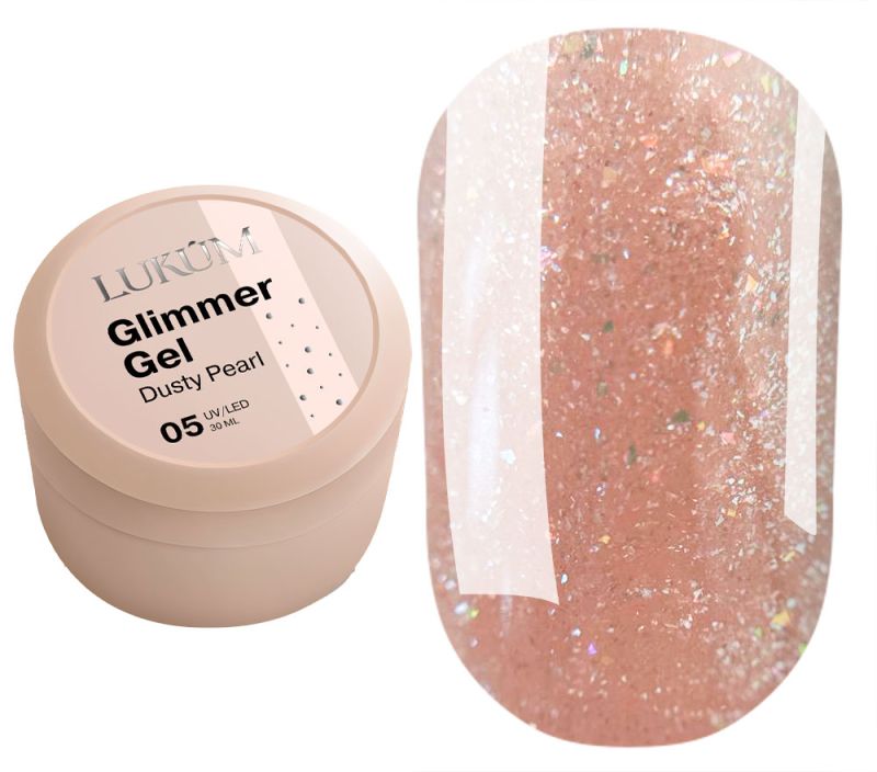 Lukum Гель для ногтей Glimmer gel 05 (Dusty pearl), 30 мл