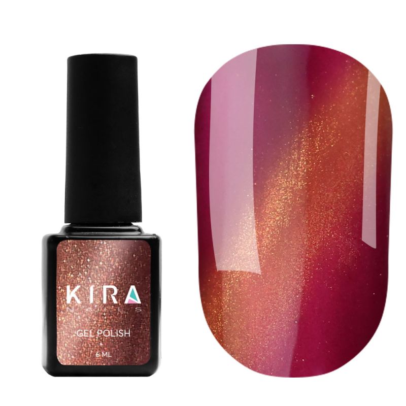 Kira Nails Cat Eye gel varnish No. 002 (wine-gold, magnetic), 6 ml