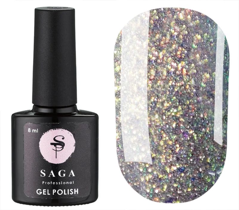 SAGA professional Гель-лак Fiery gel 19 (ярко-зеленый с микроблеском, светоотражающий), 8 мл