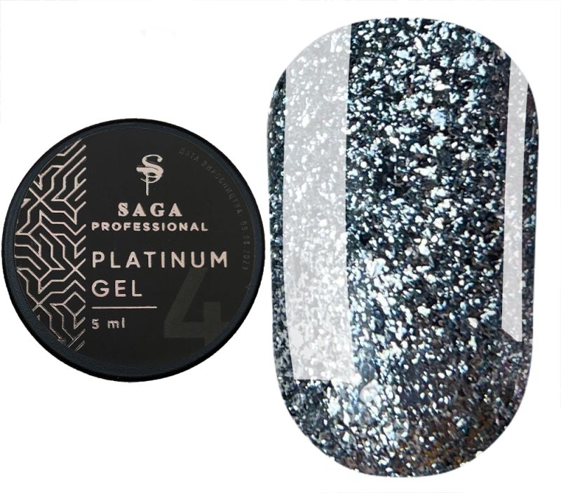 SAGA professional Platinum Gel № 04 (холодный серебристый, металлик), 5 мл